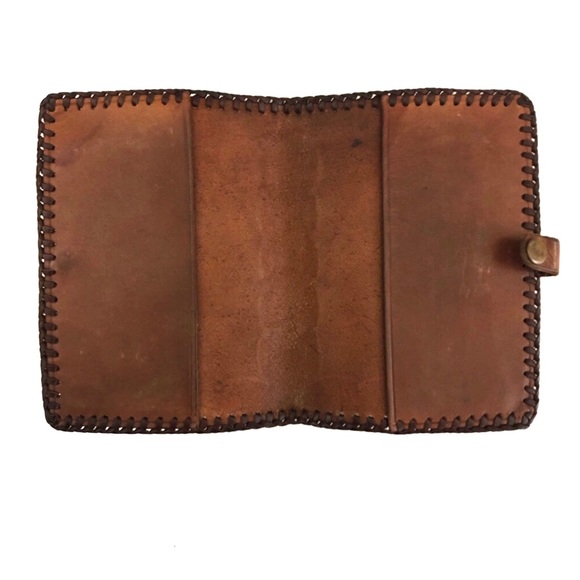 Rare Vintage Leather Golf Club Pouch 2 internal pockets Tooled Leather Patina - Picture 3 of 5